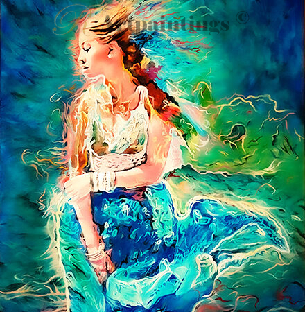 Gemälde Frau im Wind
